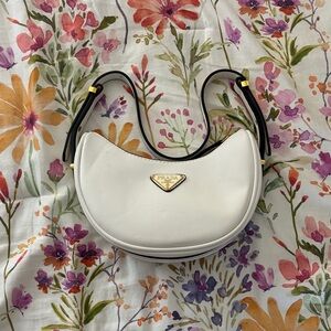 Prada Cream Shoulder Bag with Black Accents
